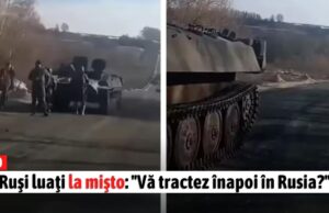 Ruşi luaţi la mişto de un ucrainean, după ce tancul lor a rămas fără combustibil: „Vă tractez înapoi în Rusia?”