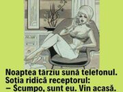 Noaptea târziu sună telefonul.Soția ridică receptorul