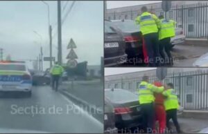 Șofer fugar, scos din mașină cu forța și imobilizat, după o urmărire ca în filme la Craiova