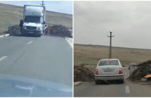 Un primar a baricadat cu pământ şi beton şoseaua asfaltată recent, să o „apere” de TIR-uri. „Ca prin strungă ne trece”