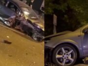 Doi tineri din Baia Mare au furat o mașină și au intrat cu ea într-un stâlp. Amândoi erau drogați și au transmis totul LIVE