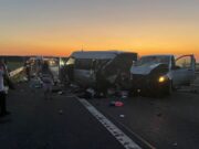 Accident grav între două microbuze, pe A1, în Arad. 11 victime, printre care și un bebeluș de 4 luni