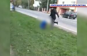 O mamă a fost filmată când își bătea copilul în fața unei școli, în Sighetu Marmației. Băiatul plângea și o ruga să înceteze –