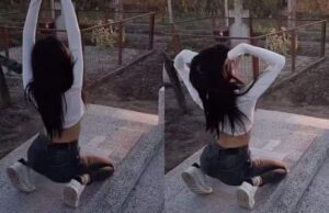 O tânără din România a dansat provocator pe un mormânt. Imaginile au devenit virale pe Tik-Tok