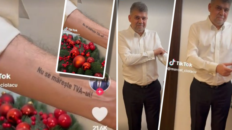 Premierul Marcel Ciolacu şi-a tatuat pe mână mesajul „Nu se măreşte TVA-ul”.