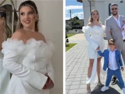 Cât costă rochia purtată de Daniela Sterp la botezul fiicei sale. Soția lui Culiță Sterp a întors toate privirile