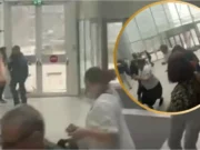 Furtuna a spulberat o ușă rotativă de lângă Promenada Mall. Imagini apocaliptice