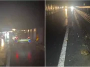 Valea Oltului, „bombardată” de o ploaie de bolovani care a căzut pe șosea, la Boița