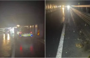 Valea Oltului, „bombardată” de o ploaie de bolovani care a căzut pe șosea, la Boița