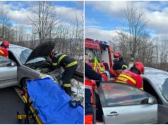 Accident grav pe DN 14, la ieșire din Sighișoara, chiar în prima zi a anului. Două persoane sunt încarcerate. A fost solicitat elicopterul SMURD