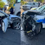 Scene șocante în Craiova! Un șofer urmărit de poliție a intrat frontal în autospecială și a rănit un agent: ”Nu a frânat deloc!” Care este starea victimei